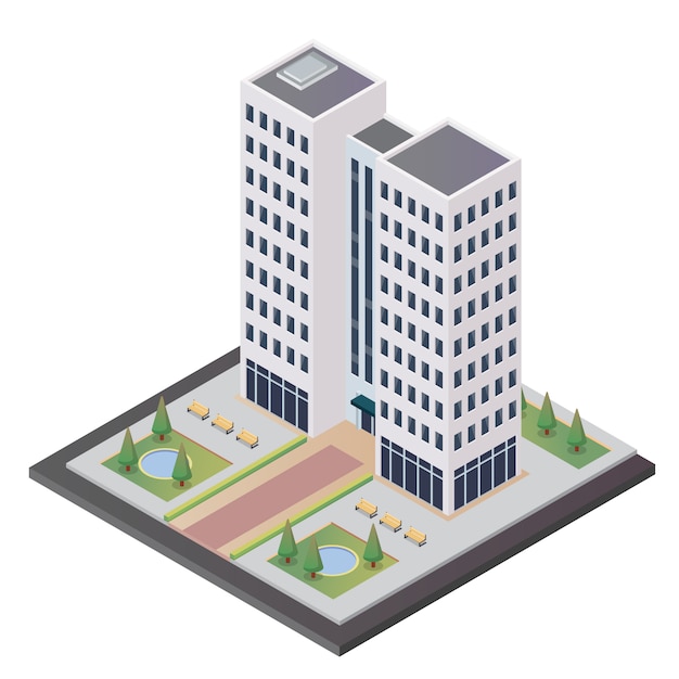 Free vector isometric tower building