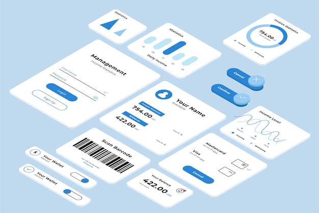 Free Vector isometric ui/ux elements collection