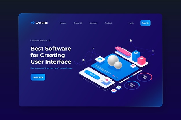 Isometric ui/ux landing page template