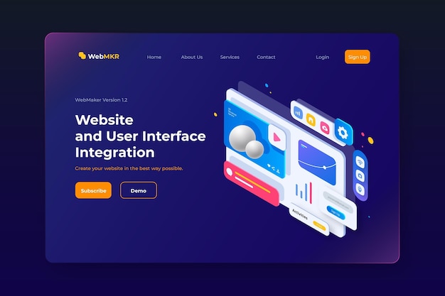 Free Vector isometric ui/ux landing page template