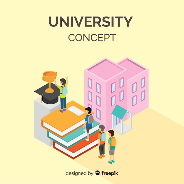 Free vector isometric university concept