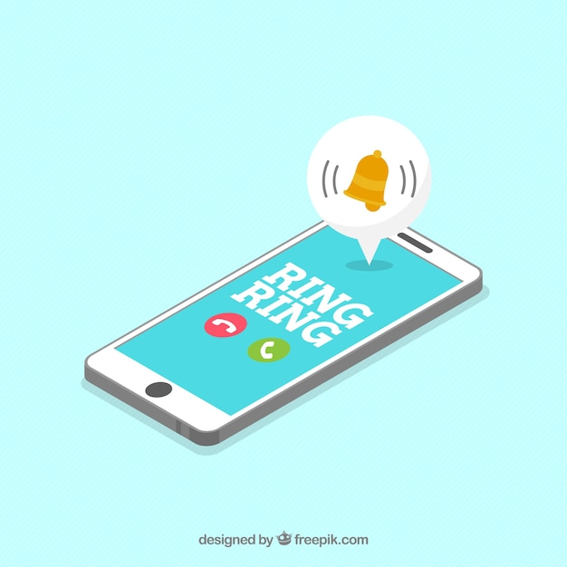 Free vector isometric view of mobile phone with instagram post