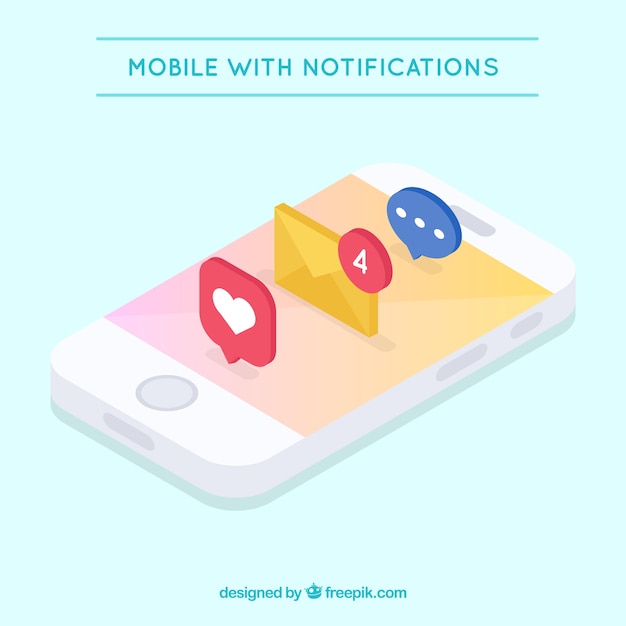 Free vector isometric view of mobile phone with instagram post