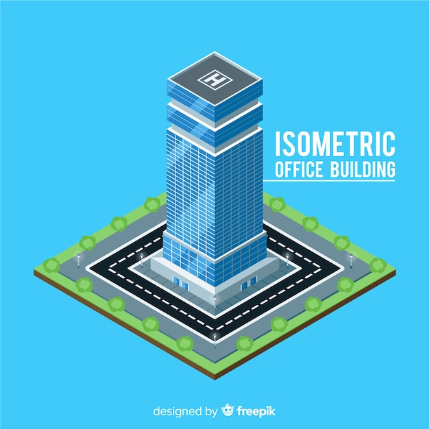 Free Vector isometric view of modern office building