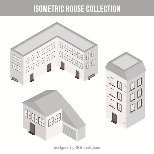 Free Vector isometric white house collection