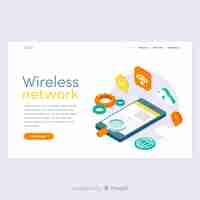 Free vector isometric wireless network landing page