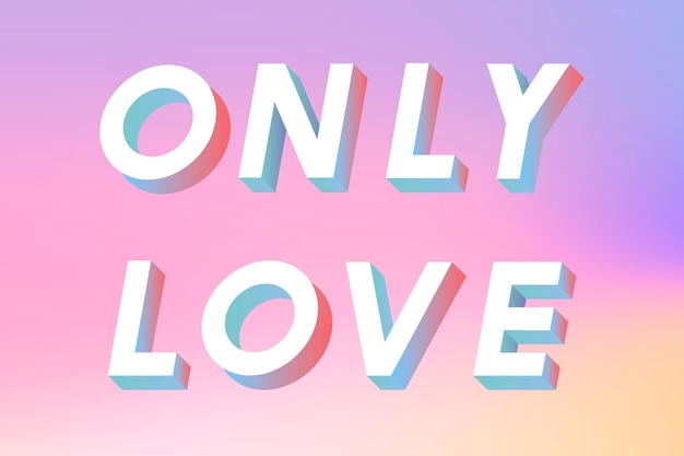 Free Vector isometric word only love typography on a pastel gradient background vector