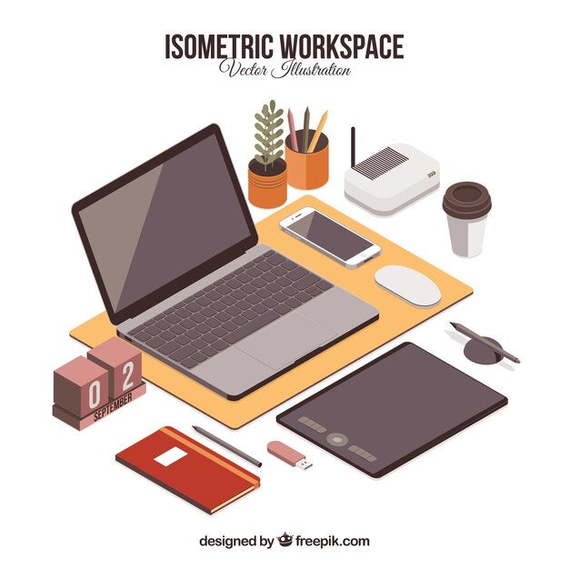 Isometric workspace with modern style