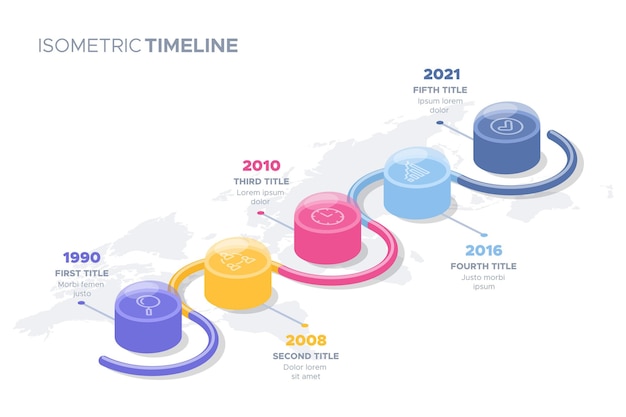 Free Vector isometry timeline infographic