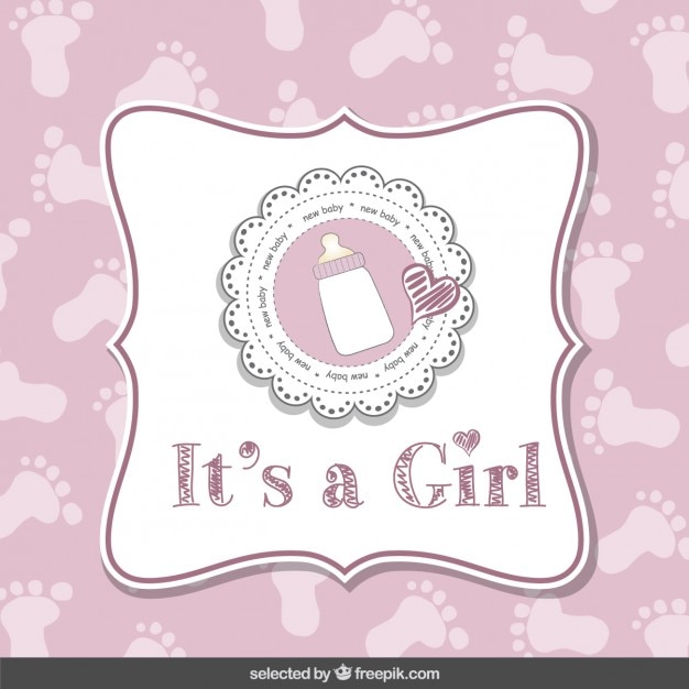 Free Vector it's a girl, baby shower card