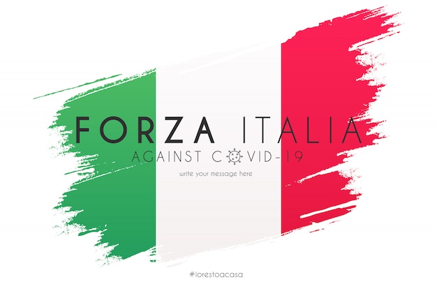 Free vector italian flag in watercolor splash with support message