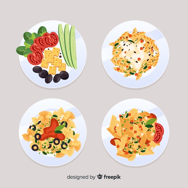 Free vector italian food dishes set