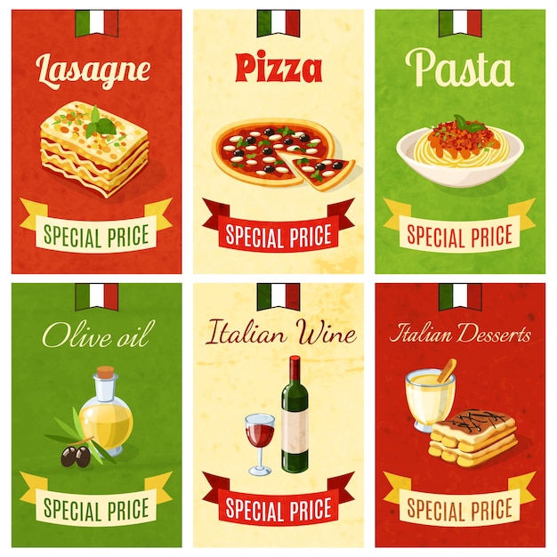 Free Vector italian food mini poster