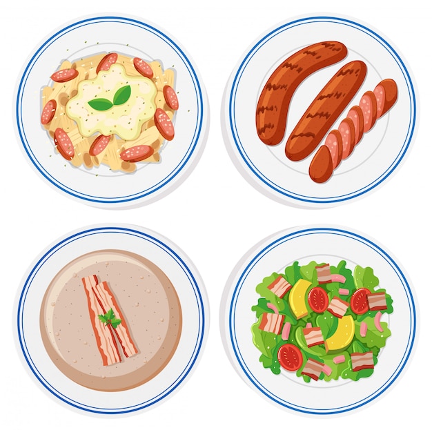 Free Vector italian food on round plates