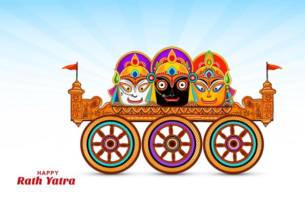 Jagannath rath yatra on hindu festival holiday card background