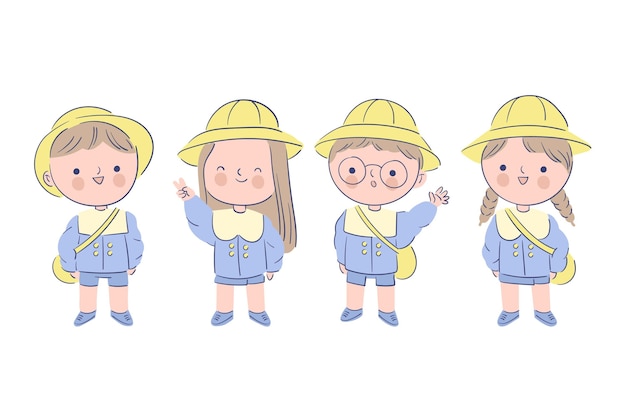 Free vector japanese children wearing uniform