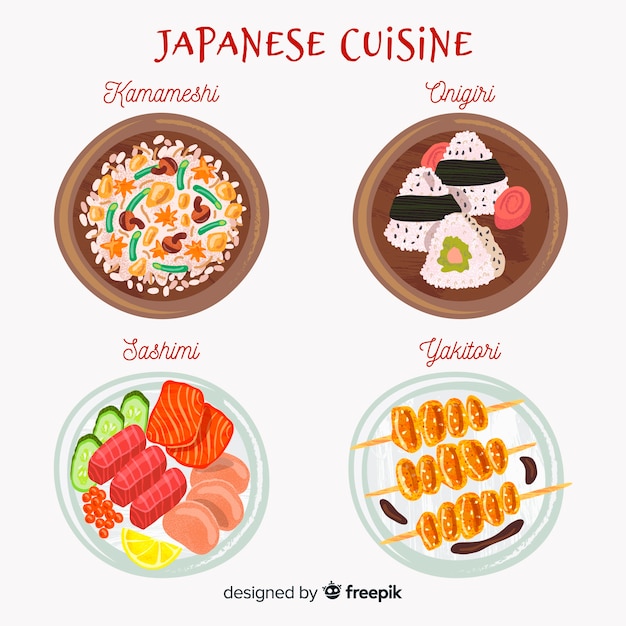 Free Vector japanese food dishes set