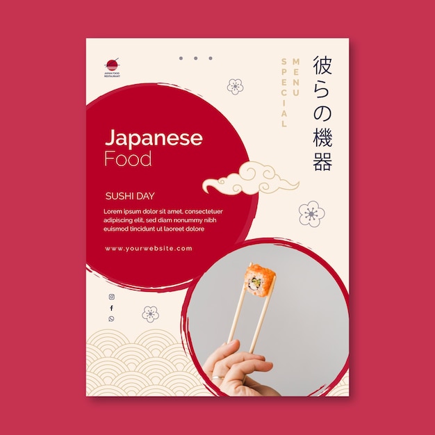 Japanese restaurant vertical flyer template