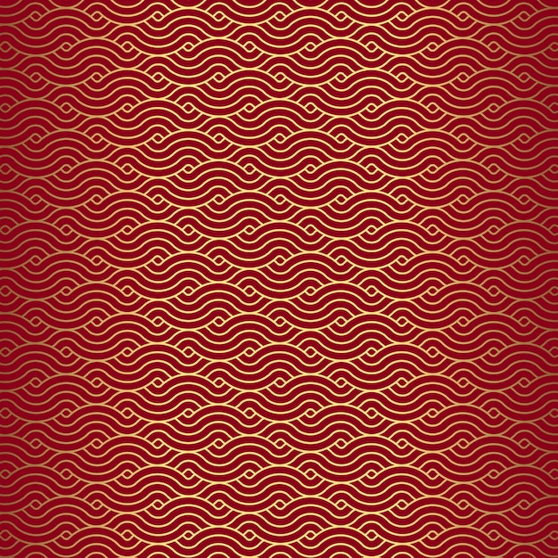 Free vector japanese themed red and gold wave pattern