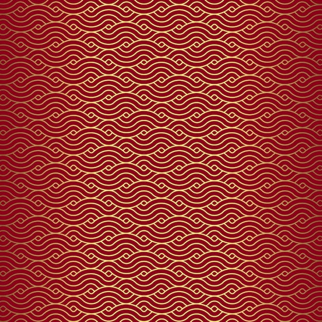 Free Vector japanese themed red and gold wave pattern