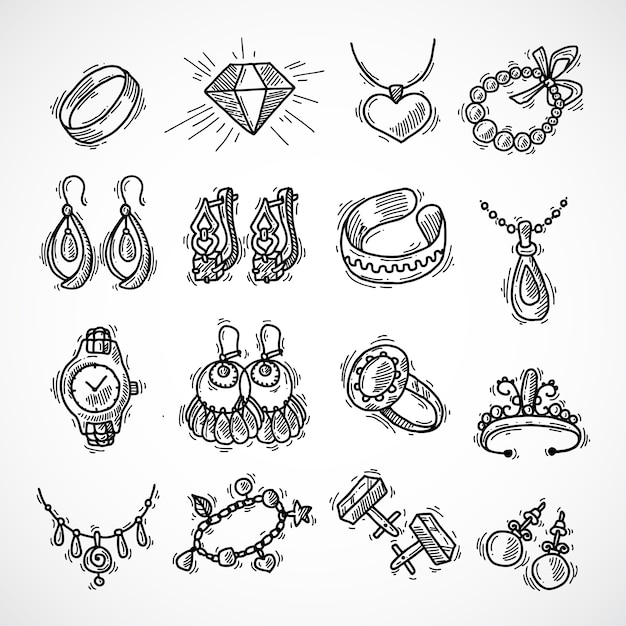 Free vector jewelry icons set