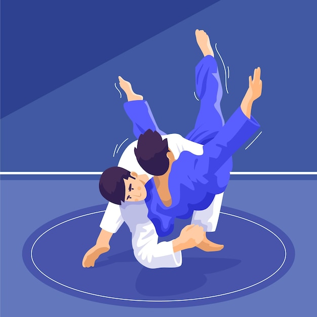 Free Vector jiu-jitsu athletes fighting