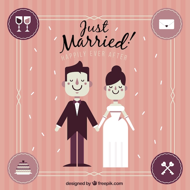 Free Vector just married in vintage style