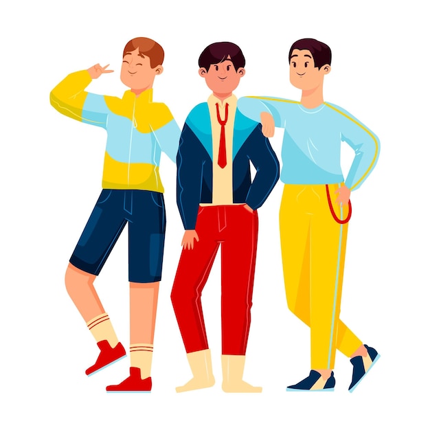 Free Vector k-pop boy group illustration