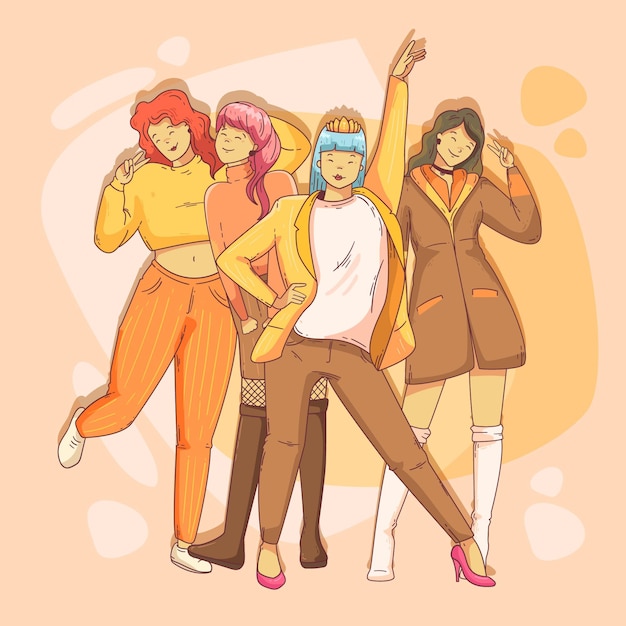 Free Vector k-pop girl group