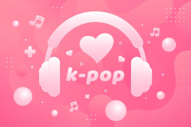 K-pop music concept with headphones