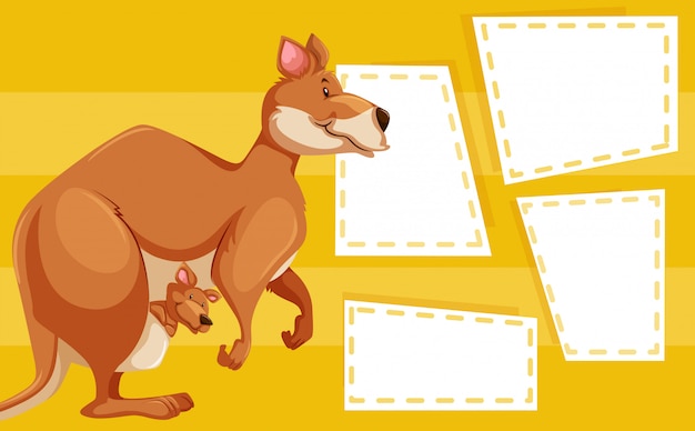 Free Vector a kangaroo on blank note