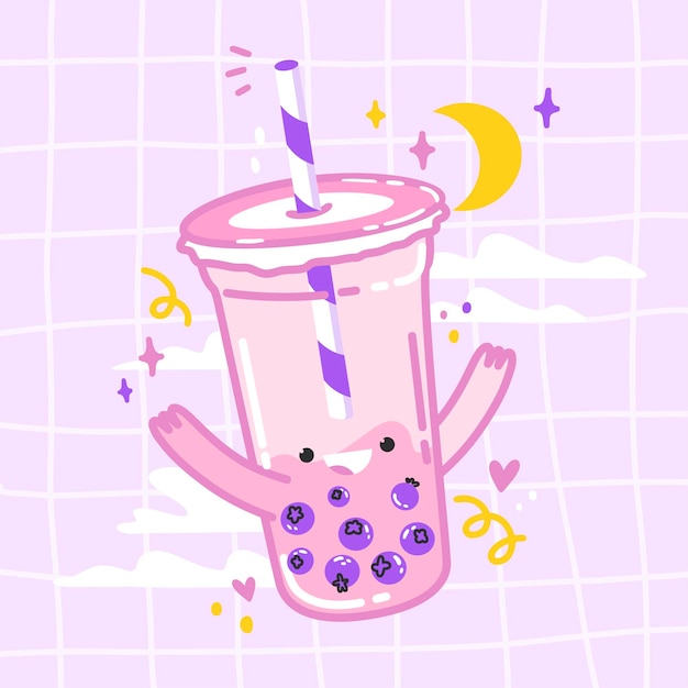 Free Vector kawaii bubble tea illustration