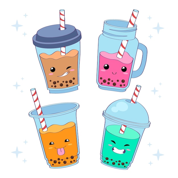 Free Vector kawaii bubble tea