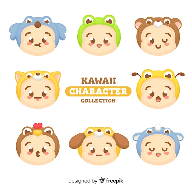 Free vector kawaii character collection