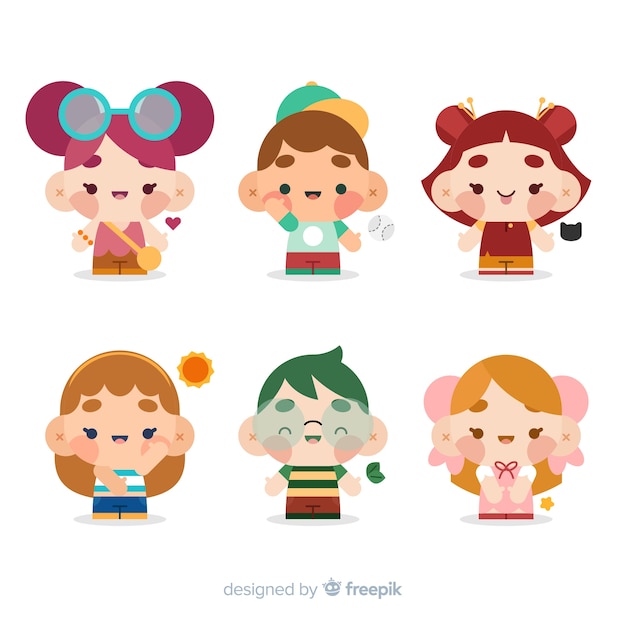 Free vector kawaii character collection