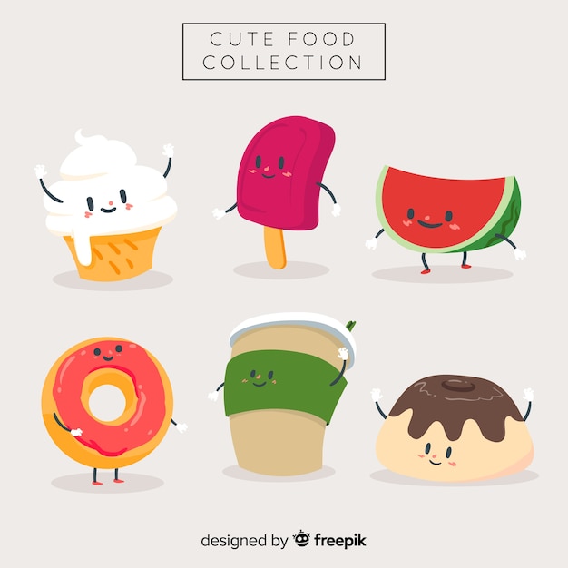 Free Vector kawaii food collection