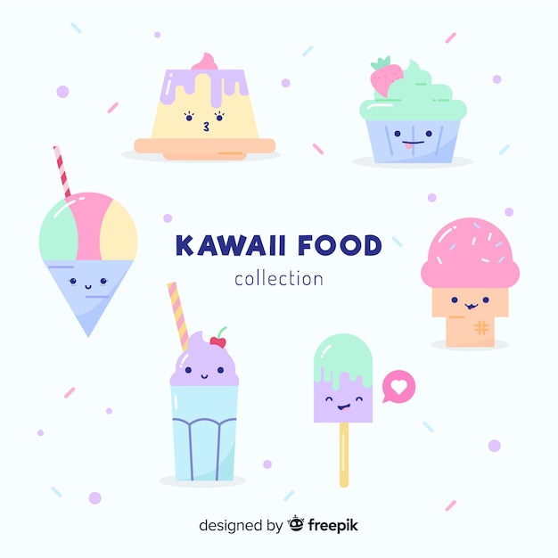 Free vector kawaii food collection