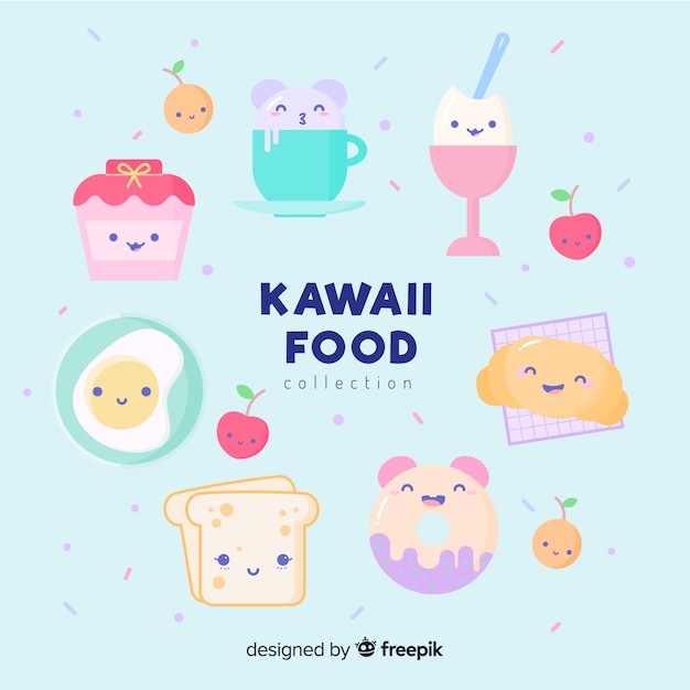 Free Vector kawaii food collection