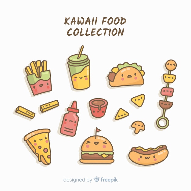 Free vector kawaii food collection