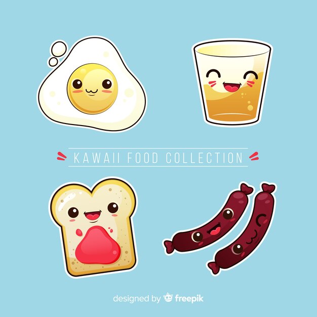 Free vector kawaii hand drawn breakfast collection