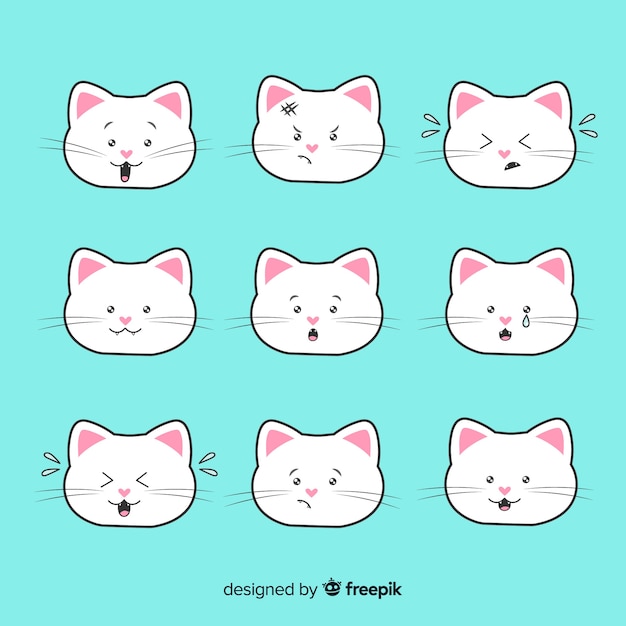 無料Vector かわいい手描き猫コレクション