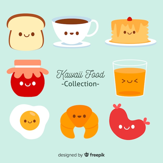 Free Vector kawaii smiling food pack