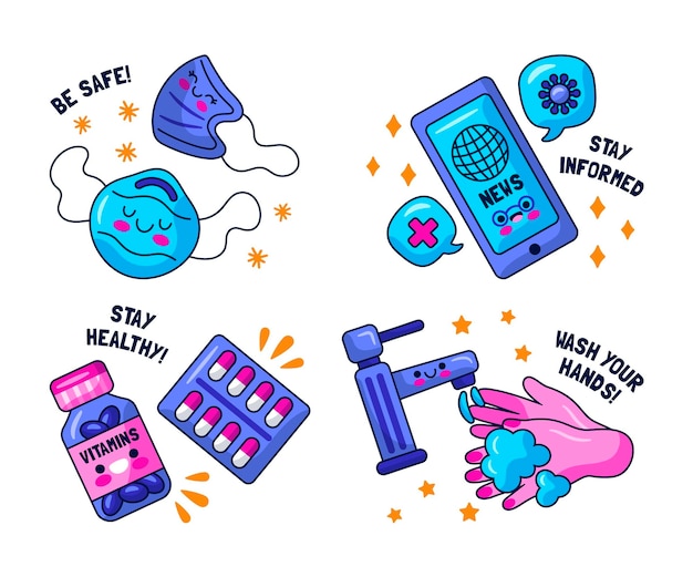 Kawaii virus stickers collection