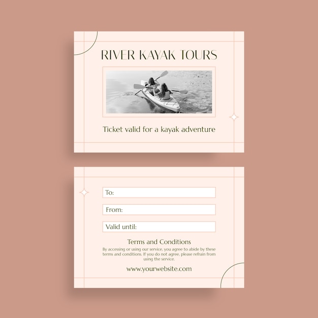 Kayak gift certificate template design