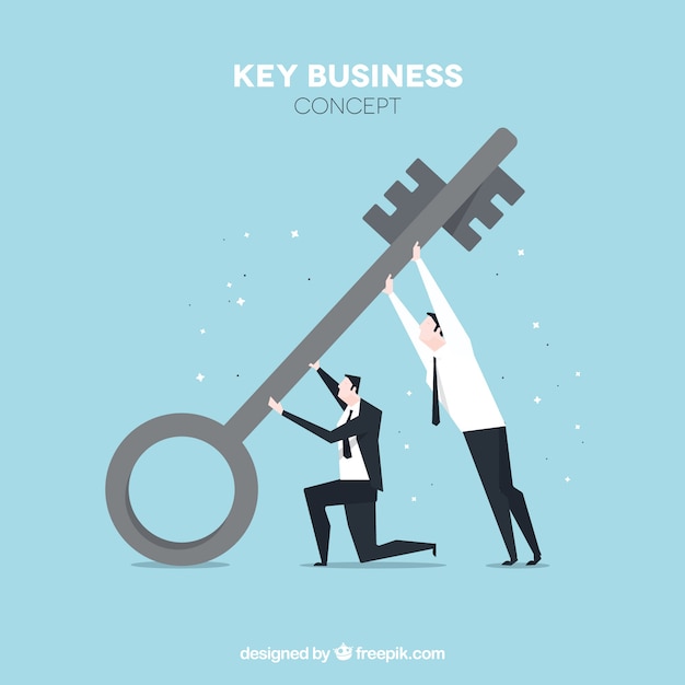 Free Vector key business concept with flat design