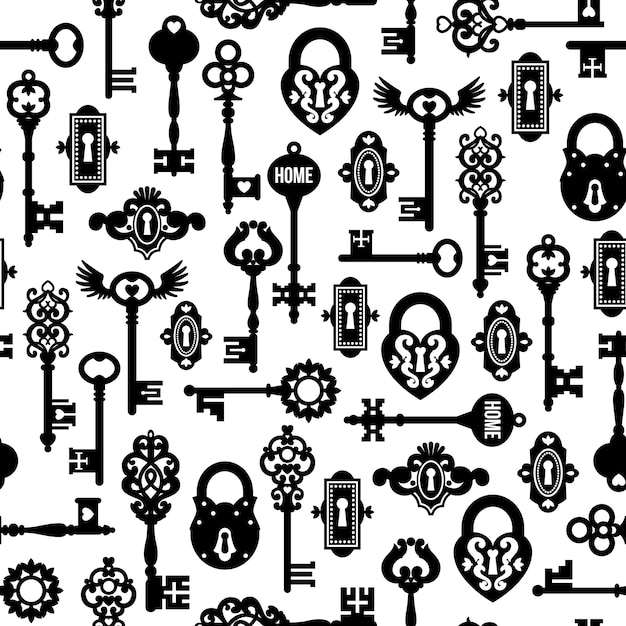 Keys And Locks Seamless Pattern