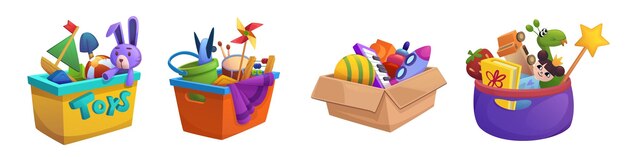 Kid toy box with gift for play isolated vector