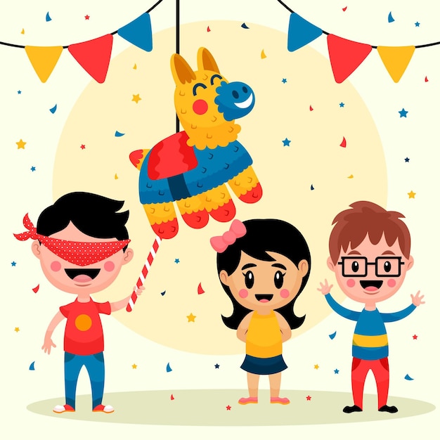 Free Vector kids celebrating posadas