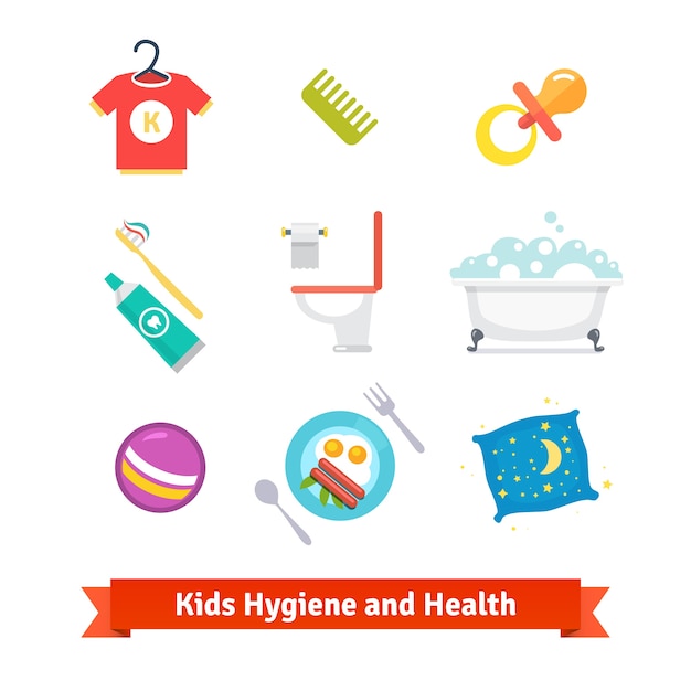 Free Vector kids health and hygiene