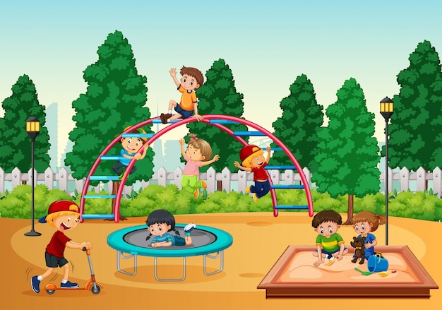 Free vector kids in playgrond scene